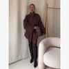 Beige Belted Long Outerwears Women Stand Up Collar Long Sleeve Loose Coat Autumn Streetwear Office Lady Tops