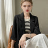 Women White 3/4 Sleeve Blazer Elegant Office Business Suit Jacket Loose Pocket Formal Workwear Ladies Casual O