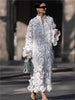Women's White Hollow Out Three-dimensional Flower Dresses Elegant Loose Long Sleeve Pullover Long Dress Socialite Vestidos