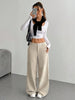 Women Autumn Winter Corduroy Pant Retro Wide Leg Trousers Lady Casual High Waist Solid Pants Street Chic Clothes