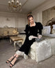 Full Sleeve Lace Patchwork Velvet Maxi Dress Women Elegant Stand Collar Puffed Slim Long Sexy Gowns Lady Evening Dinner Dresses