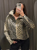 Retro Spotted Fur Short Skirts Sets Women Chic Full Sleeves Jacket Zipper Half Body Skirt Faux Fur Loose Suits Daily Wear Lady