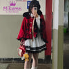 Japanese Harajuku Girls Sweet Bow Fur Ball Plush Cape Coats Women Lolita Kawaii Winter Warm Ponchos Jacket Hooded Cloak