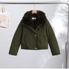 Faux Fur Neck Short Jackets Women Long Sleeve Ruff Thicken Loose Outerwear Female Autumn Winter Chic Daily Coats