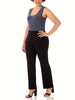 Women's Plus Size Elastic Waist Straight Pants Slim Look