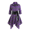 Women's Autumn Winter Irregular Red Lapel Button Up Long Sleeves Shirt Dress Belt Decoration Casual Birthday Party Costume Dress