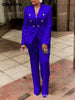 Elegant Women Double Breasted Blazer Top Suit and Pants OL Two 2 Piece Set Outfits