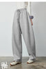 Women's Soft Cotton Curved Leg Long Pants Fall High Waist Drawstring Loose Wide Leg Pear Shape Friendly