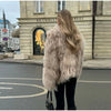 Faux Fur Coat Women Loose Lapel Full Sleeve Fluffy Short Overcoat Autumn Winter Street Lady Furry Warm Overcoat