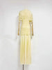 Women Ruched Maxi Dress Asymmetric Draped Sleeve High Neck Bodycon Mermaid Formal Evening Party Gown