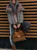 Winter Faux Fur Collar Woolen Coat Women Vintage Thick Hooded Long Sleeve Oversized Warm Jacket Lady High Streetwear