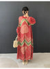 Vintage Chic Printting Straight Pleated Women's Dress Hand-Cranked Floral Long Dresses Spring Clothing 2DB6498