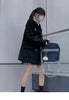 Ladies Coats Autumn/Winter Thickened Warm Solid Hooded Single Row Cow Horn Button Academy Style Woolen Coat Women's Clothing