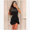 Solid Polka Dot Women's Mini Dress Deep V Neck Puff Sleeve Pleated Front Button A-line Short Dresses Elegant Party Lady Gown