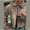 Vintage Tie-dye Suede Women Jacket Long Sleeve Lapel Zipper Slim Female Short Jackets Spring Pocket Lady Outwear