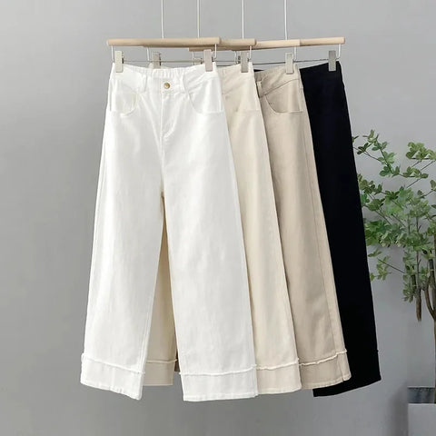 Women Large Size 4XL Straight Casual Pantalons Spring Autumn Female Narrow Version Wide Leg Pants Ladies High Waist Trousers