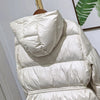 Women Belted Down Jacket with Hood Autumn Winter Warm Thick Outwear White Duck Down Casual Coat