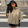 Women's Trench Cape Coat Vintage Double Breasted Short Trench Style Poncho Female Spring Woman Street Outerwear