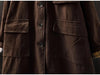 Women Vintage Hooded Button Parkas Plus Cotton Winter Coats Solid Color Patchwork Pockets Warm Long Parkas