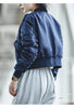 Women's MA-1 Cotton-padded Cropped Jacket Thickened Windproof Casual Winter Outwear Blue Baseball Bomber Coats Female Tops