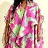 Gradient Print Women's Pleated Two Pieces Set Irregular Cape Overlay Maxi Dress And Wide Leg Pants 2DB7705