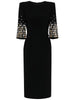 High Street Designer Vestido Women's Formal Half Sleeve Rhinestone Diamonds Beaded Midi Dress