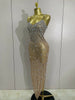 Women Sparkly Diamonds Mesh Sheer Stretch Long Dress Eveing Celebrate Birthday Party Nightclub Sexy Stage Costume