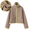 Spring Contrast Knitted Cardigan Jackets For Women Elegant Long Sleeve Pockets Zipper Sweater Street Lady Chic Outwear