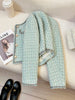 Blue Short Quilted Shoulder Pad Jacket Women's Style Korean Name Brand Autumn