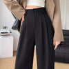 Elegant Wide Leg Pants Women Korean Style High Waist Black Baggy Pants Office Ladies Loose Suit Trousers Streetwear