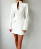 Long Sleeve Single-breasted Sexy Mini Blazer Dress Women Turtleneck Two Pocket Club Party Blazers Dress Office Lady