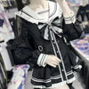 Japanese Style Gothic Y2k Lolita Bow Dress Shorts Set Women Vintage Sweet Long Sleeve Button Shirt Party Dresses Slim Mini Dress