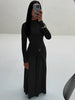 Ruched Elegant Maxi Dress Women Daily Casual Skinny Full Sleeve Solid Gown Midnight Prom Party Long Bodycon