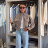 Women Short Trench Coat Jacket Plaid Lapel Double Breasted Belted Waist Loose Long Sleeve Checkered Cropped Lady Autumn Coat