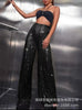 Women's Solid Color Wide-leg Pants Casual Elegant Black Sequins Holiday For Women Long Pant Womens Clothing