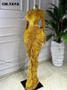 Women Velvet Ruched Stacked Long Sleeve Bodycon Midi Maxi Dress Street Party Sexy Vacation Long Dresses Vestidos
