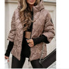 Autumn Winter Hooded Loose Long Sleeve Patchwork Cotton Jacket for Women