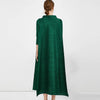 Pleated Long Sleeved Turtleneck Solid Painted Dress Women Designer Elegant Loose Plus Size Clothing