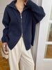 Double Zipper Turn-Down Collar Knitted Cardigan coat for women chic Thickened Loose lapel sweater jackets 26D5571