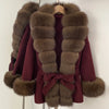 Real Fur Wool Jacket Reality Fur Jacket Women Natural Fox Fur Cuffs Winter Clothing Female Elegant with Belt Woolen Coat
