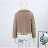 Spring Contrast Knitted Cardigan Jackets For Women Elegant Long Sleeve Pockets Zipper Sweater Street Lady Chic Outwear