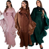 Eid Muslim Abaya Women Dress Satin Bat Sleeve Vestidos Largos Party Dresses Arab Long Robe Morocco Dubai Kaftan Silky Jalabiya