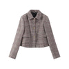 Houndstooth Blazer Set Women Lapel Collar Full Sleeve Coats Loose Long Trouser Lady Vintage Two Piece Outfit