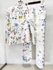 High Street Designer Runway Suit Set Women's Brilliant Digital Printed Jacket Flare Pants Suit 2pcs