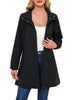 Women's Casual Water-Resistant Trench Coat Detachable Hood Windbreaker Solid Color Long Sleeve Light Weight Jacket