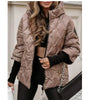 Autumn Winter Hooded Loose Long Sleeve Patchwork Cotton Jacket for Women