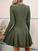 Women's V-Neck Knit Dress - Long Sleeve Swing Mini Dress, Elegant Bodycon Short Dress