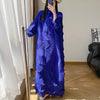 Women's Pleated Dress Elastic Loose Three Quarter Sleeve Stand Collar Dresses With Irregular Pleats2DB8596