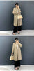Lightweight Women's Pleated Trench Coat Autumn Chic Loose Single Breasted Stand Collar Long Windbreaker 2DB5549
