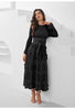 Pleated Socialite Shell Flower Dress Spring Original Lace-up Pleated Long Dresses for Women Clothing